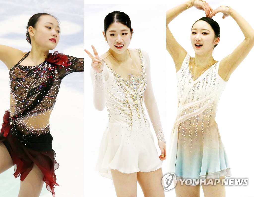 4대륙선수권대회에 출전하는 김채연, 이해인, 김예림(왼쪽부터)
