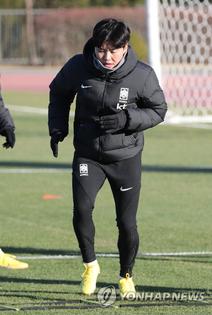 Ji So-yun, midfielder for the South Korean women's national football team, trains at Munsu Football Stadium in Ulsan, some 310 kilometers southeast of Seoul, on Jan. 30, 2023. (Yonhap)