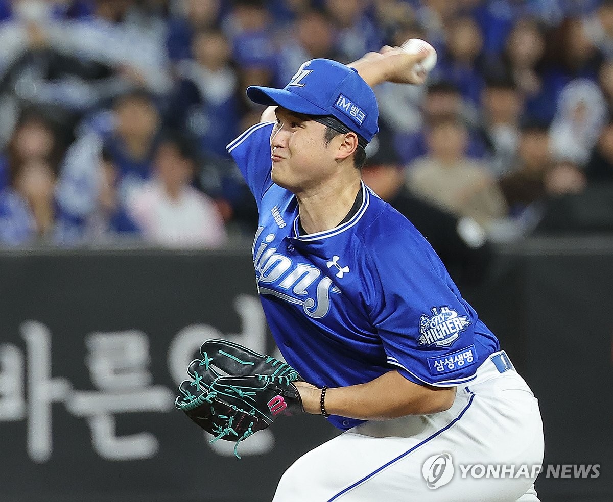 플레이오프 5차전 역투하는 최원태