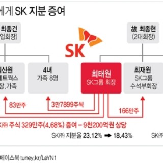  최태원, 친족들에게 SK 지분 증여