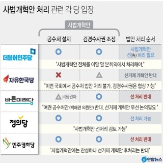  사법개혁안 처리 관련 각 당 입장