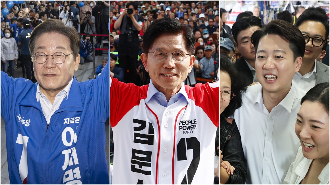 이재명·김문수·이준석, PK 돌며 보수표심 쟁탈전
